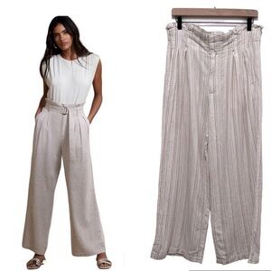 BANANA REPUBLIC Wide Leg Linen Blend Paper Bag Pant Size 8